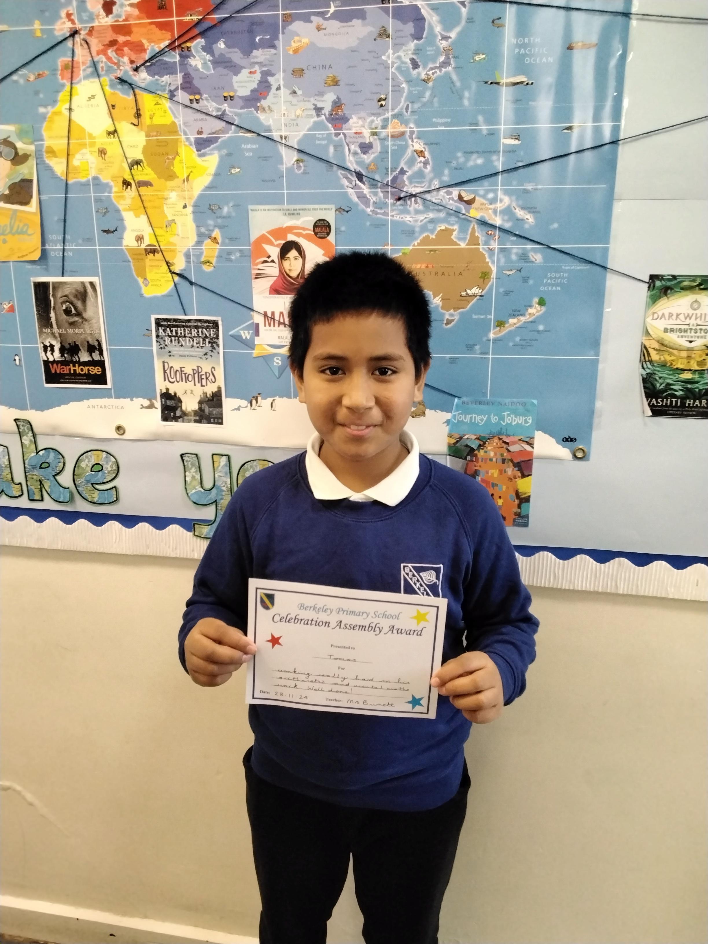 Well done for working really hard in maths and improving your arithmetic scores!