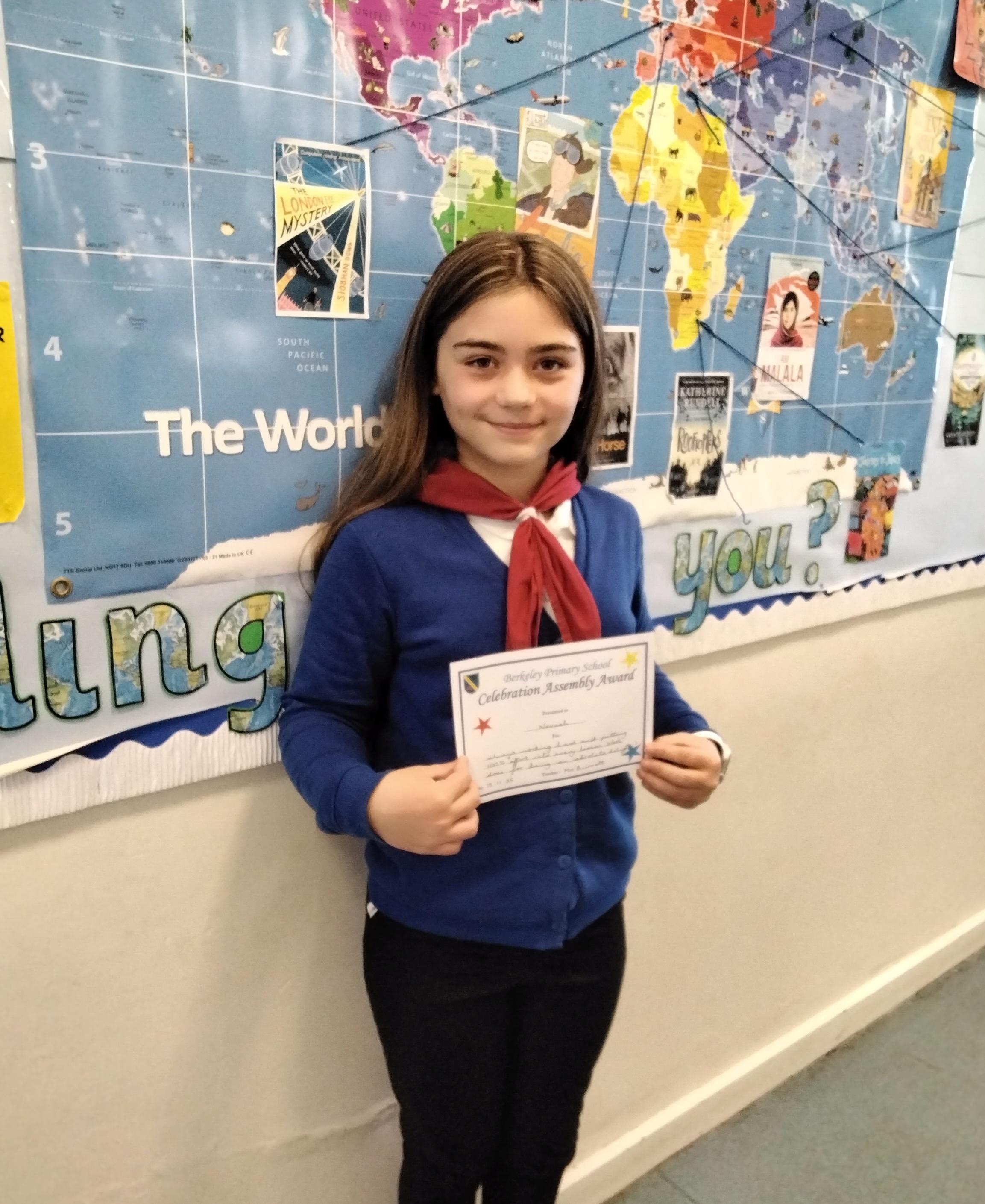 Well done to Nevaeh for being a great role model to her peers!