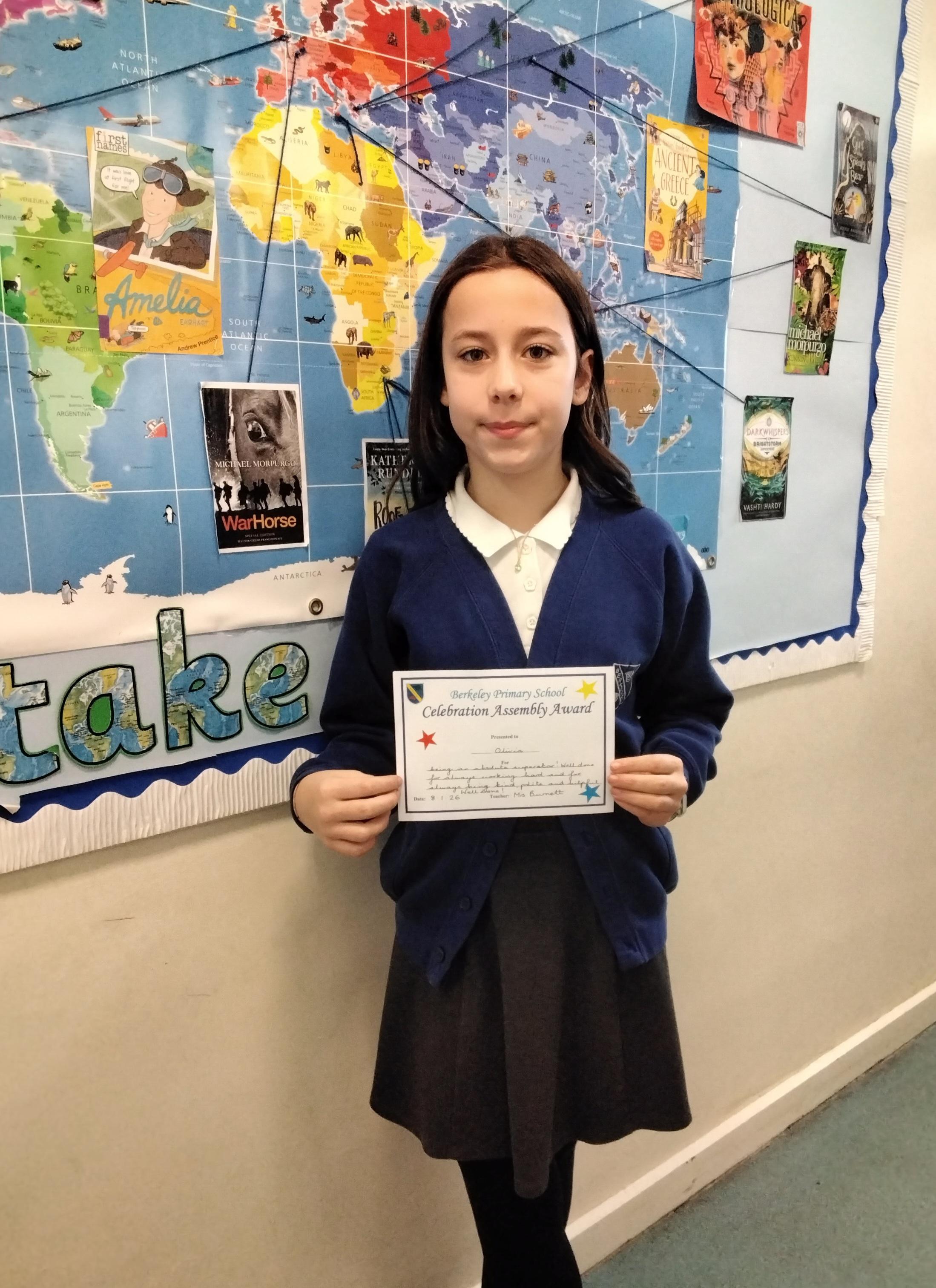 Well done to Olivia for an outstanding autumn term!