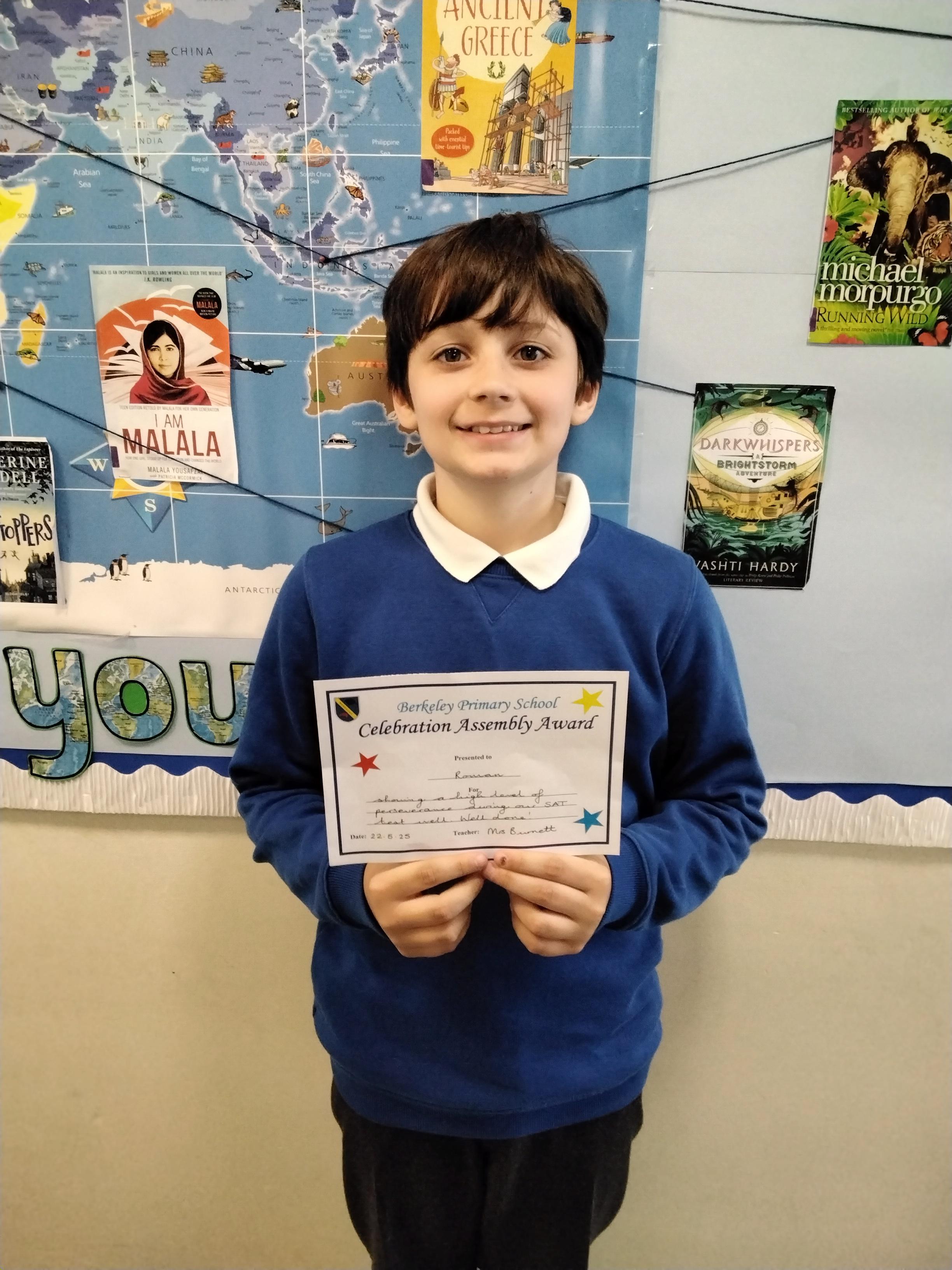 Well done for showing great perseverance during our SAT test week!