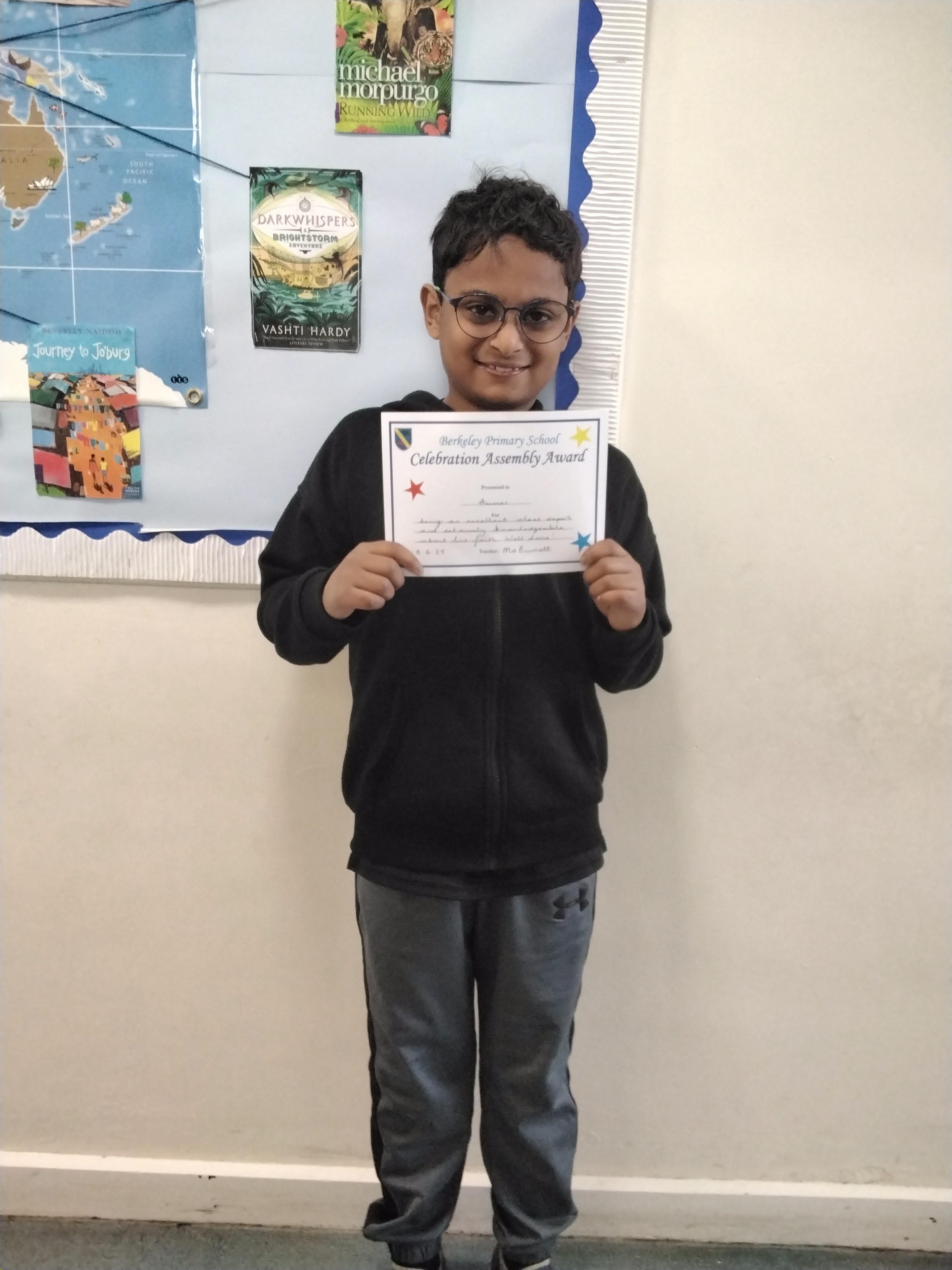 Well done for being a superstar all year and for being an excellent class expert!
