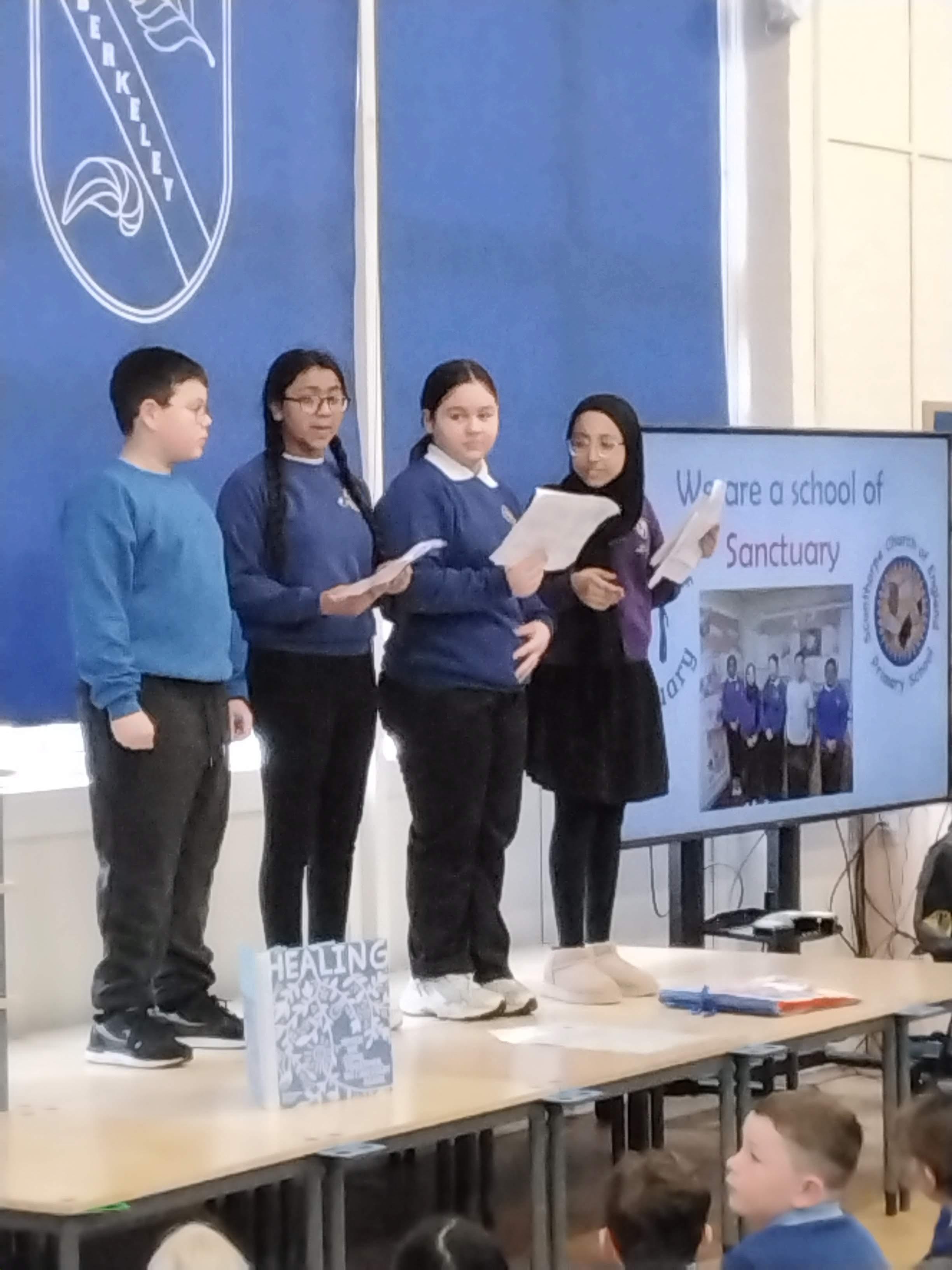 Children presenting an assembly